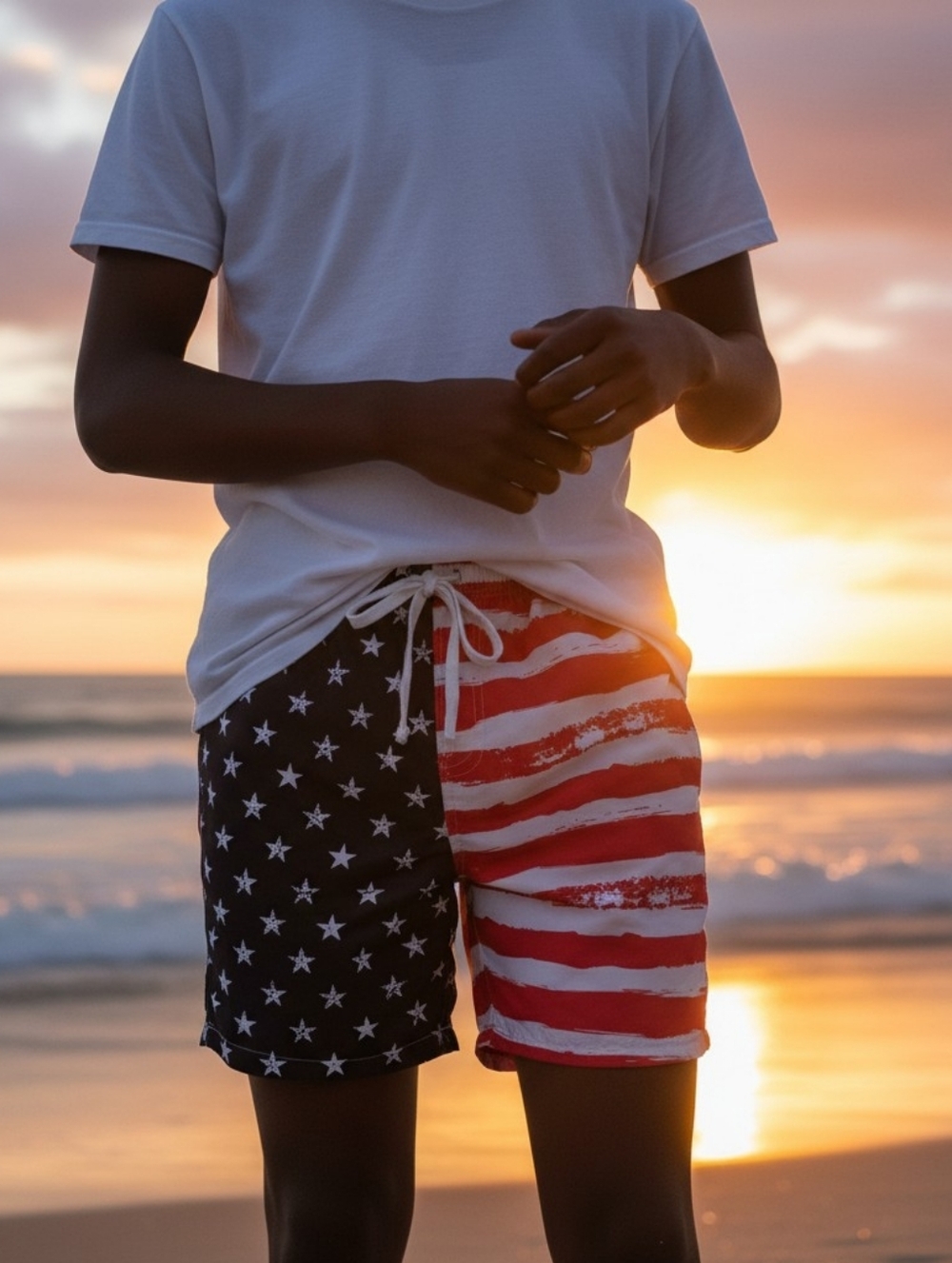 Kids Red & Blue Stars and Stripes Swim Shorts